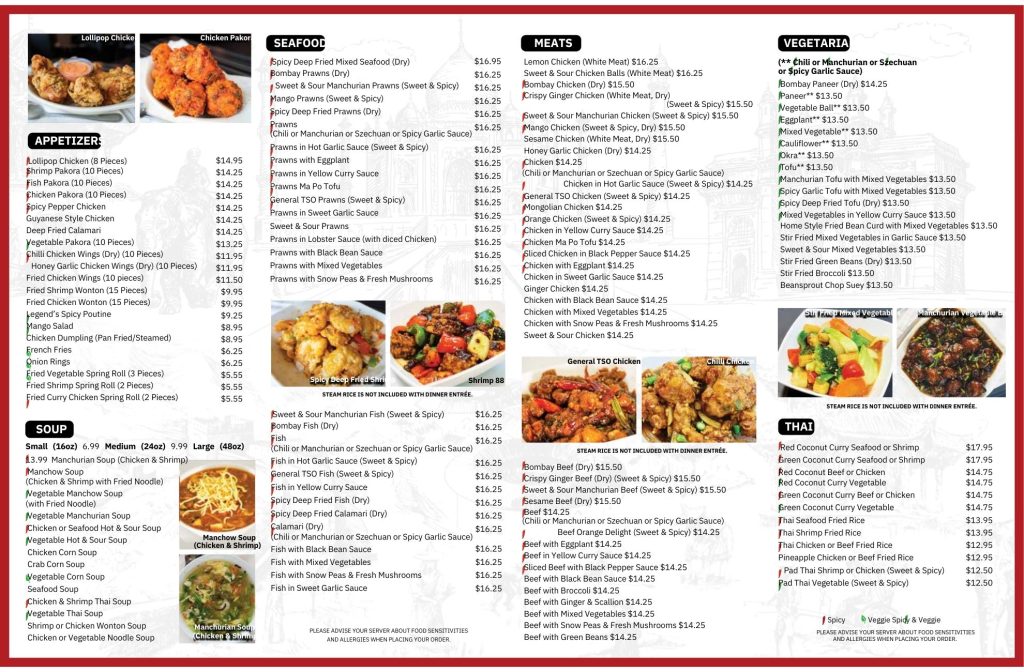 Hakka Legends Menu Price Canada