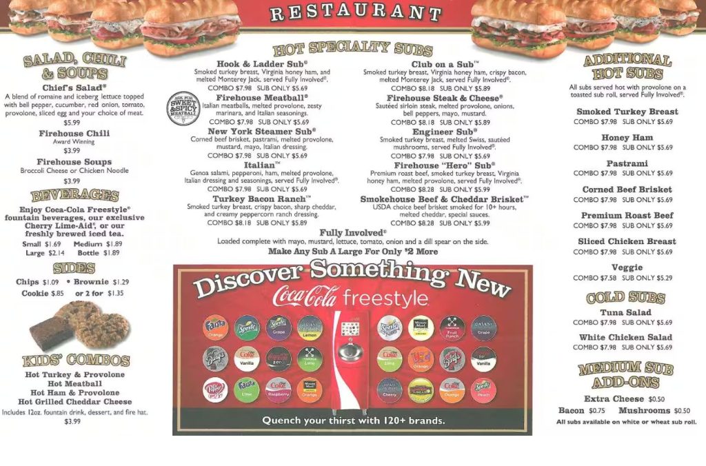 Firehouse Subs Menu