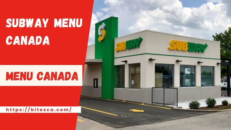 SubWay Menu Prices Canada