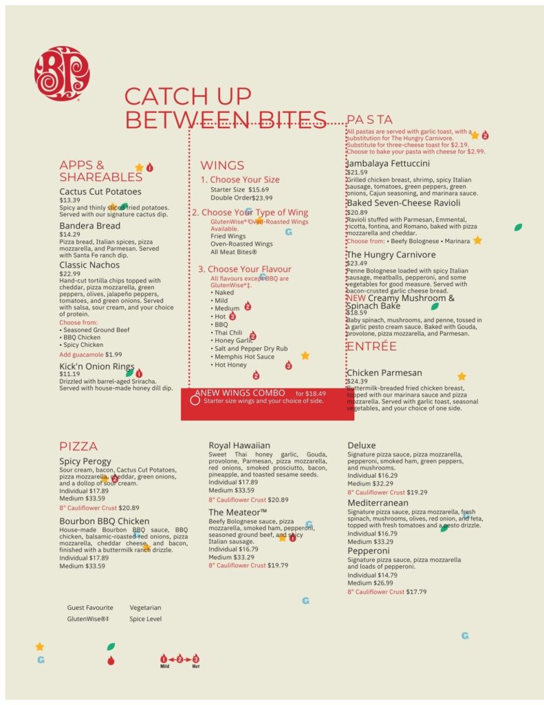 Boston Pizza Menu