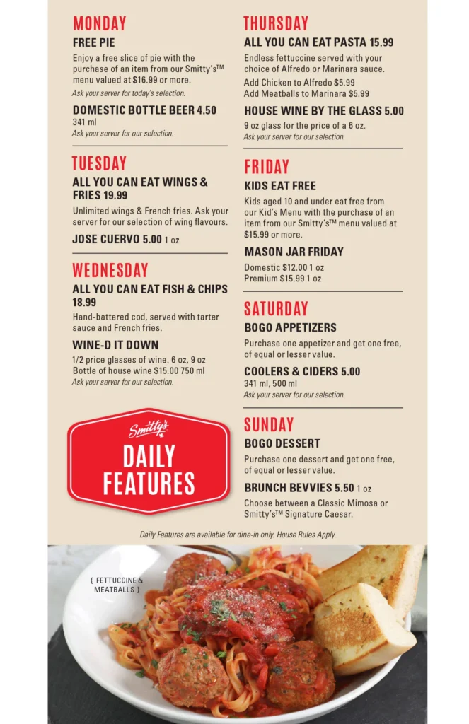 alley menu Canada